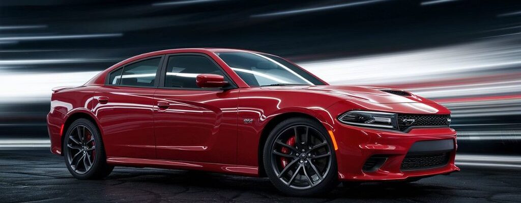 Red Dodge charger-FCA Certified Collision repair Bstreet Collision