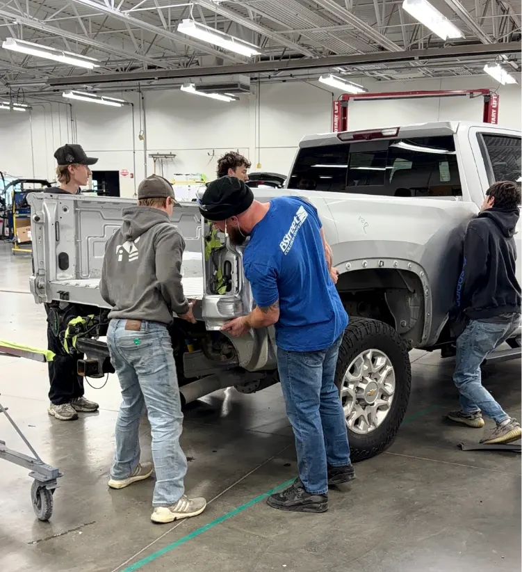Collision repair professional at work